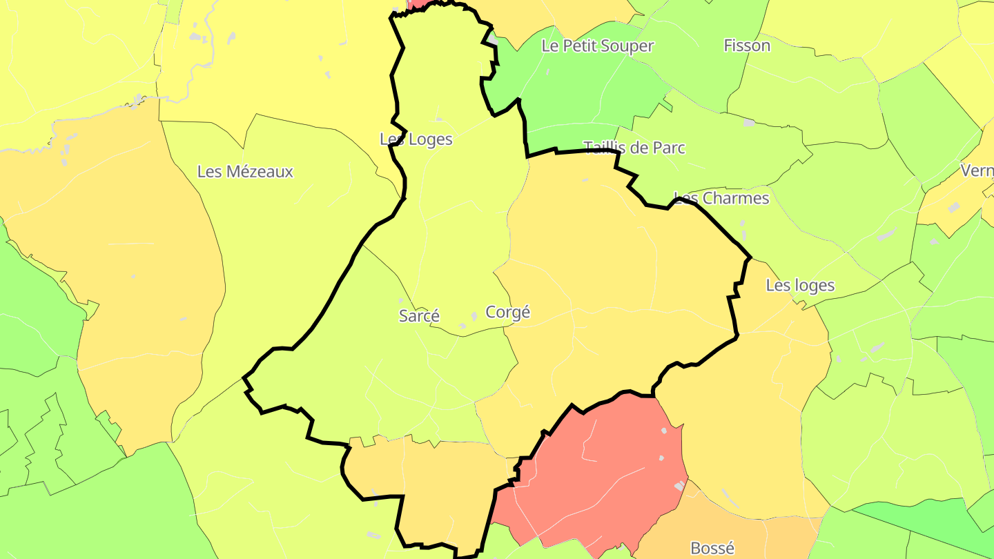 Carte des prix de l'immobilier Sarcé