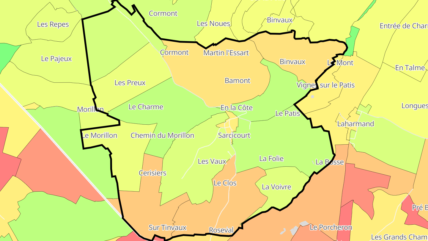 Carte des prix de l'immobilier Sarcicourt