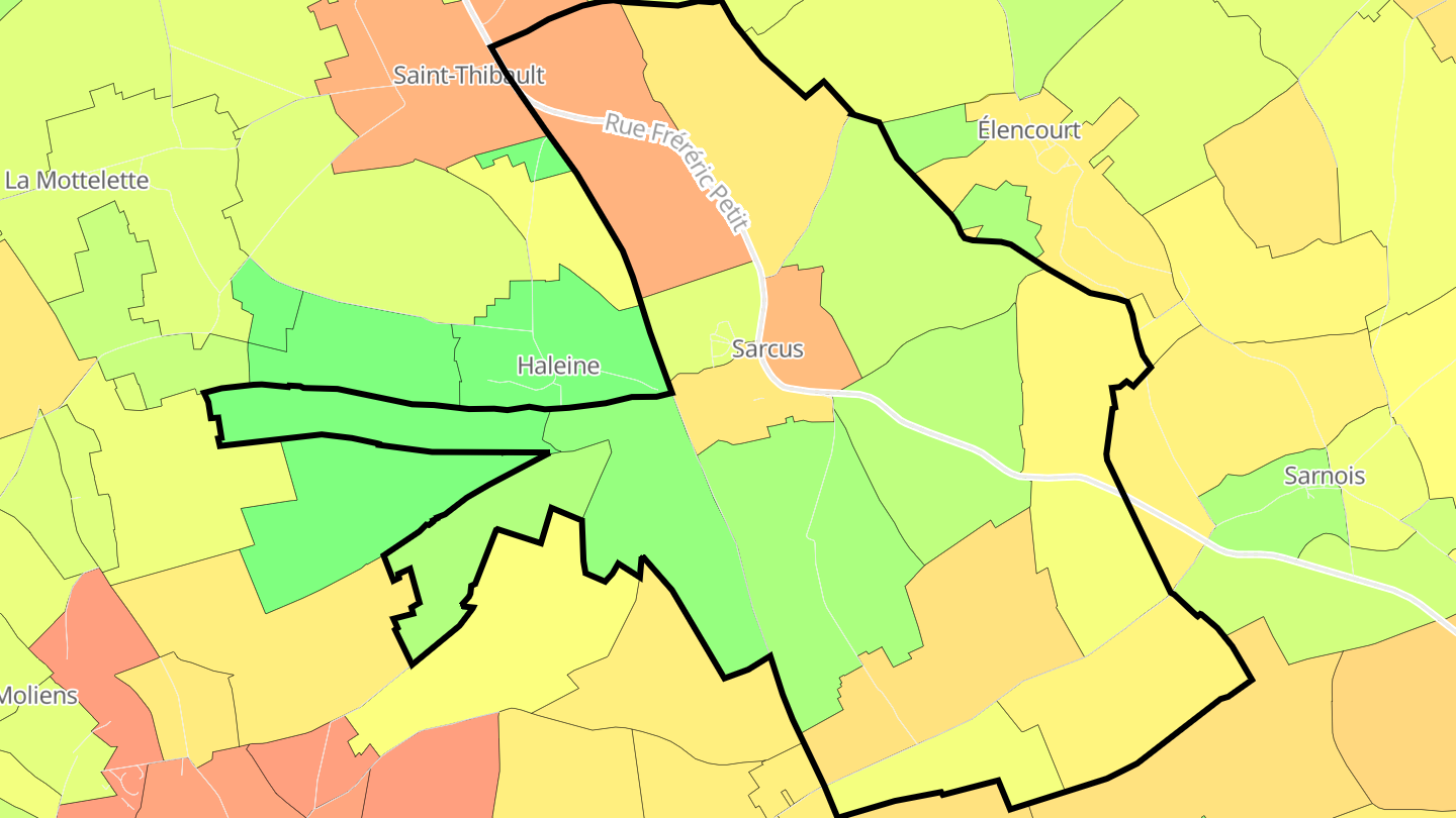 Carte des prix de l'immobilier Sarcus