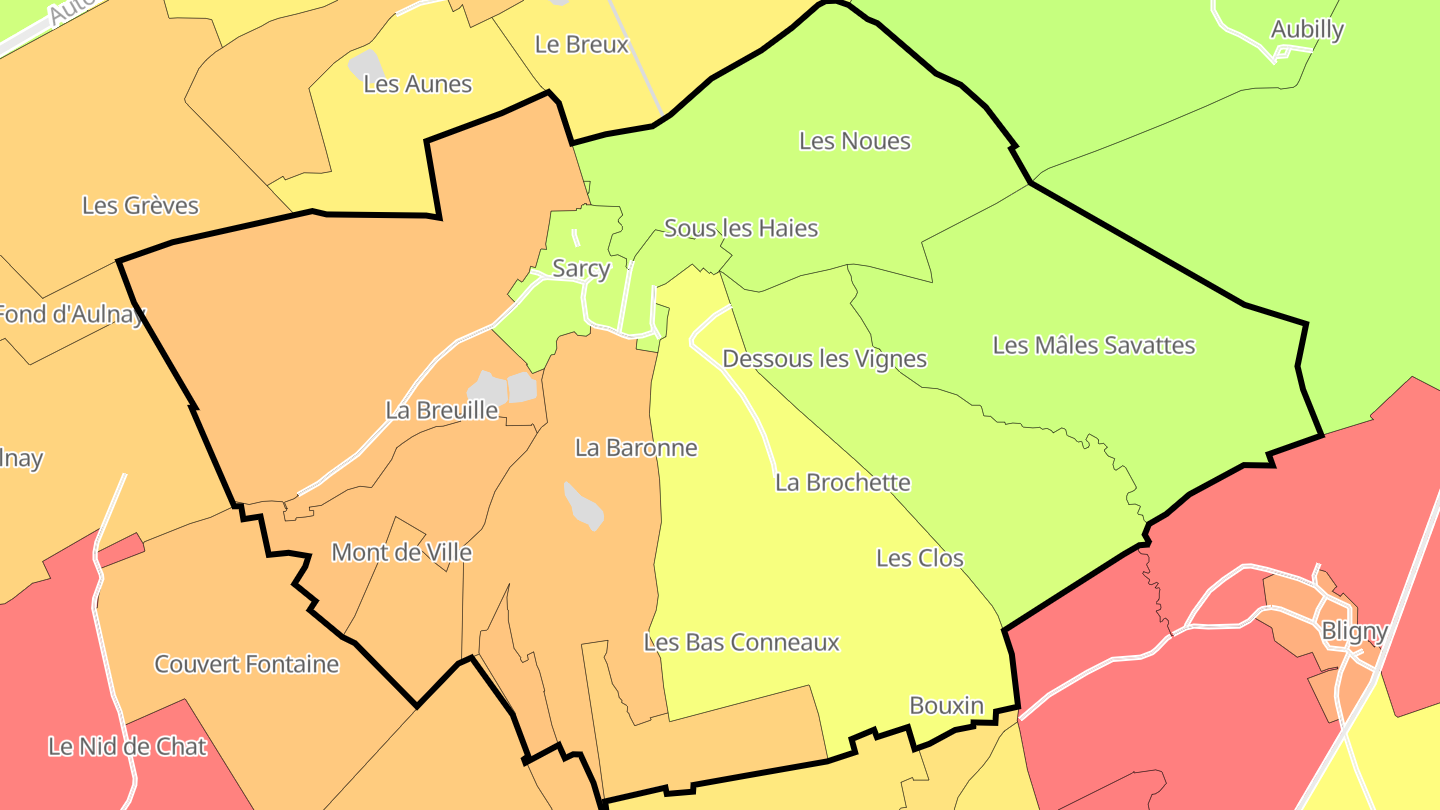 Carte des prix de l'immobilier Sarcy