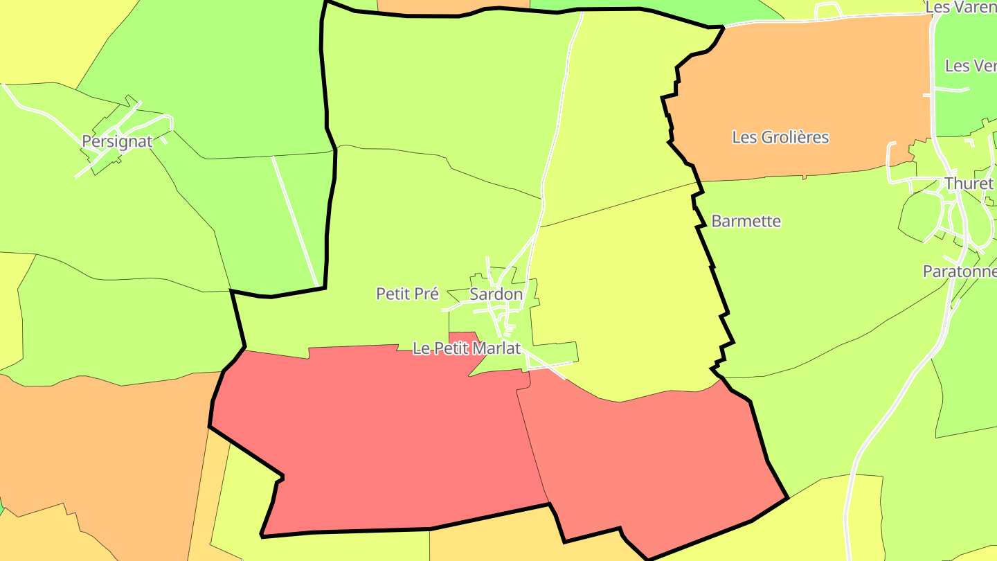 Carte des prix de l'immobilier Sardon