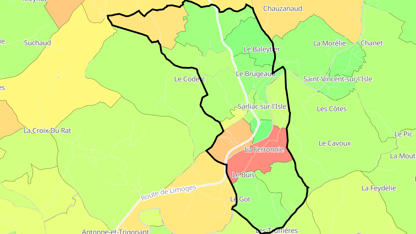 Carte des prix de l'immobilier Sarliac-sur-l'Isle