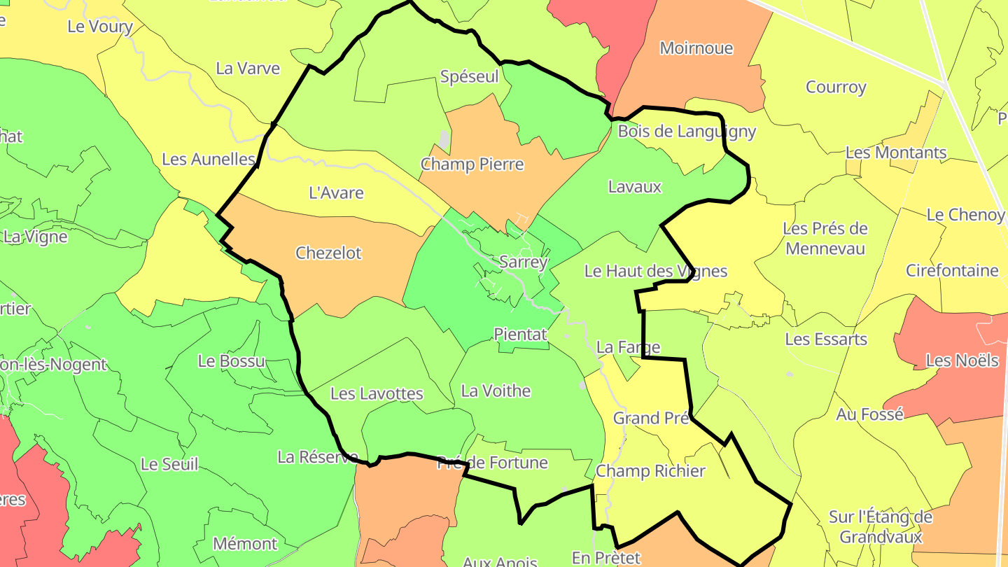 Carte des prix de l'immobilier Sarrey