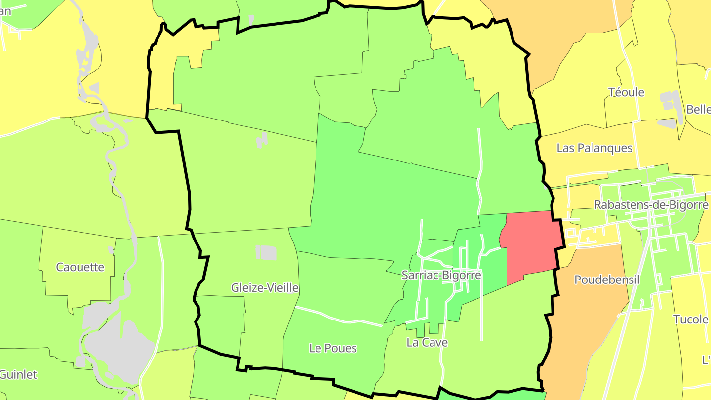 Carte des prix de l'immobilier Sarriac-Bigorre