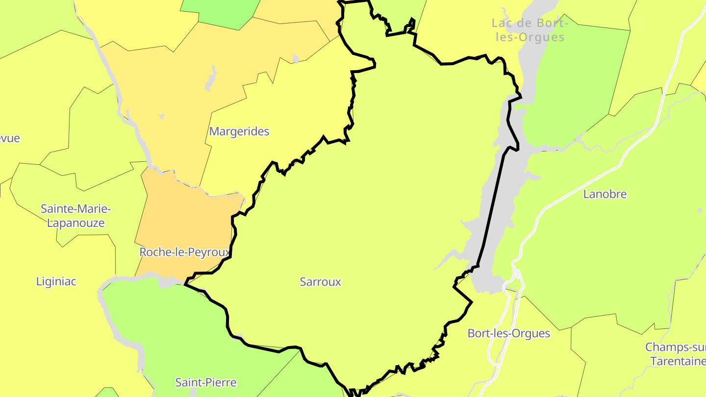 Carte des prix de l'immobilier Sarroux - Saint-Julien