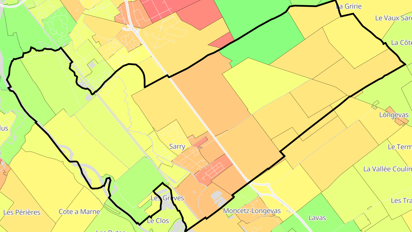 Carte des prix de l'immobilier Sarry