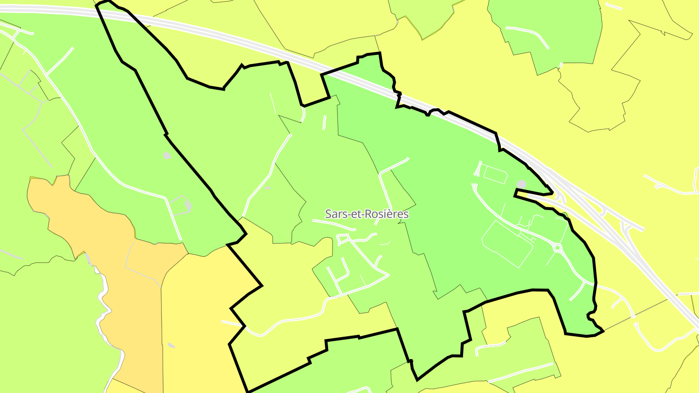 Carte des prix de l'immobilier Sars-et-Rosières