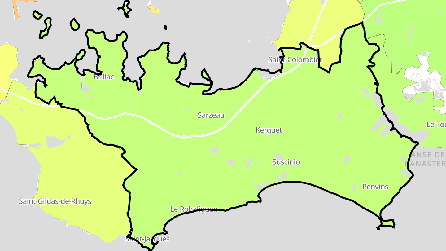 Carte des prix de l'immobilier Sarzeau