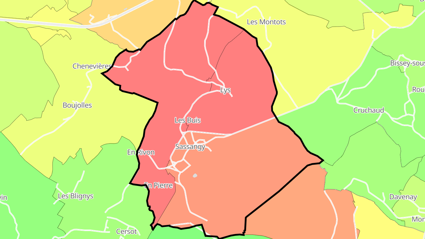 Carte des prix de l'immobilier Sassangy