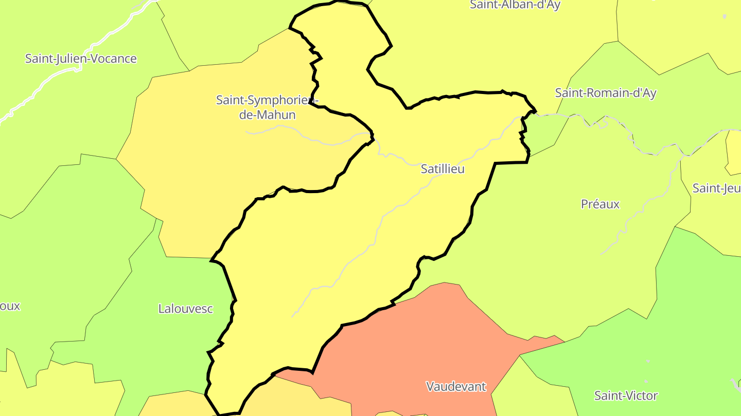 Carte des prix de l'immobilier Satillieu