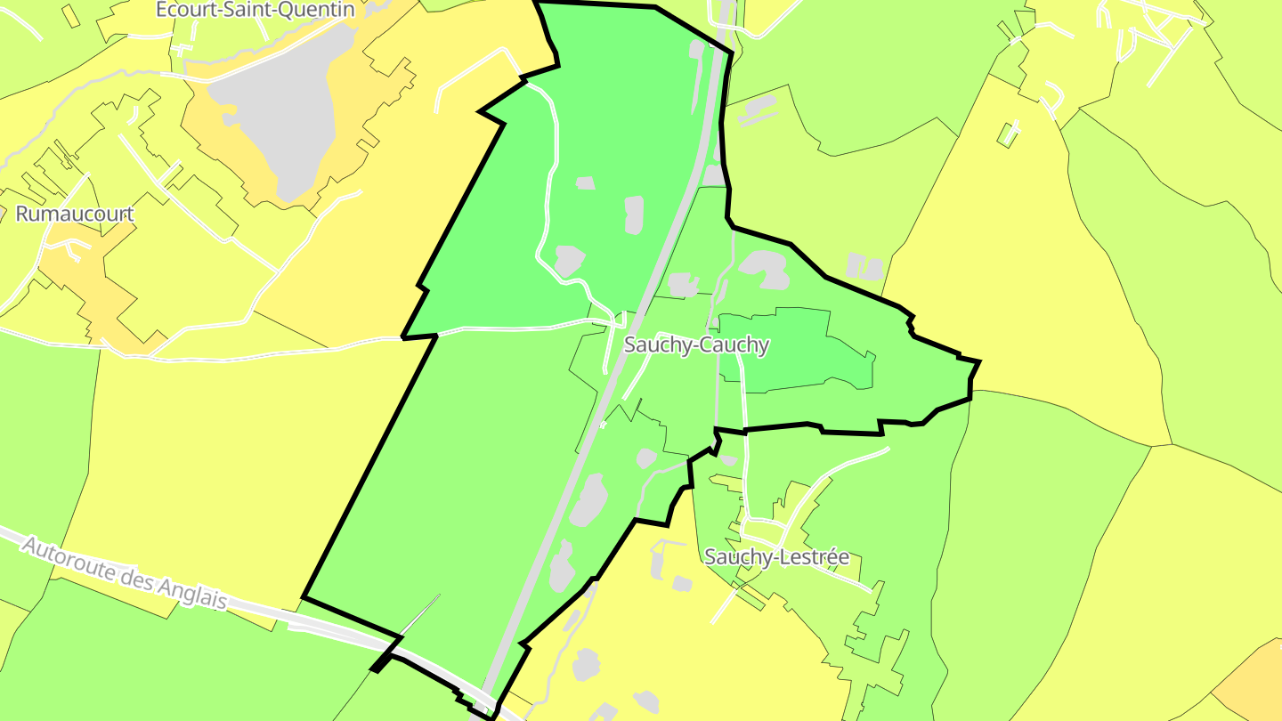 Carte des prix de l'immobilier Sauchy-Cauchy