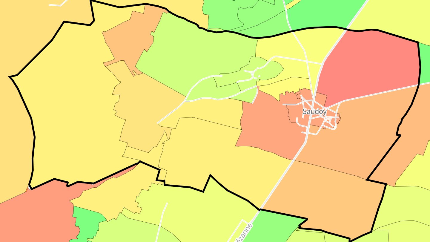 Carte des prix de l'immobilier Saudoy