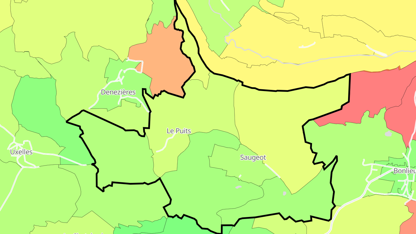 Carte des prix de l'immobilier Saugeot