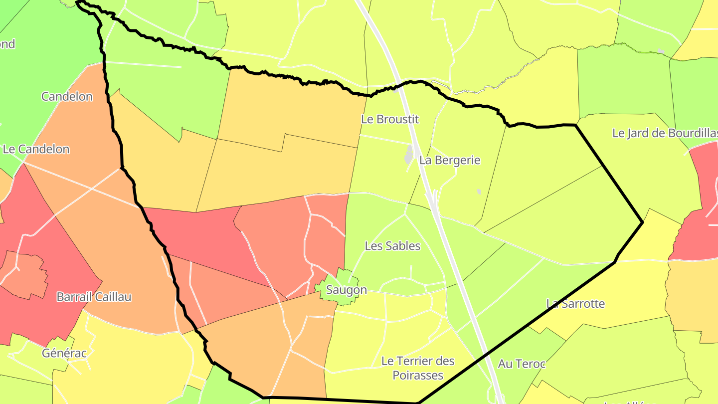 Carte des prix de l'immobilier Saugon