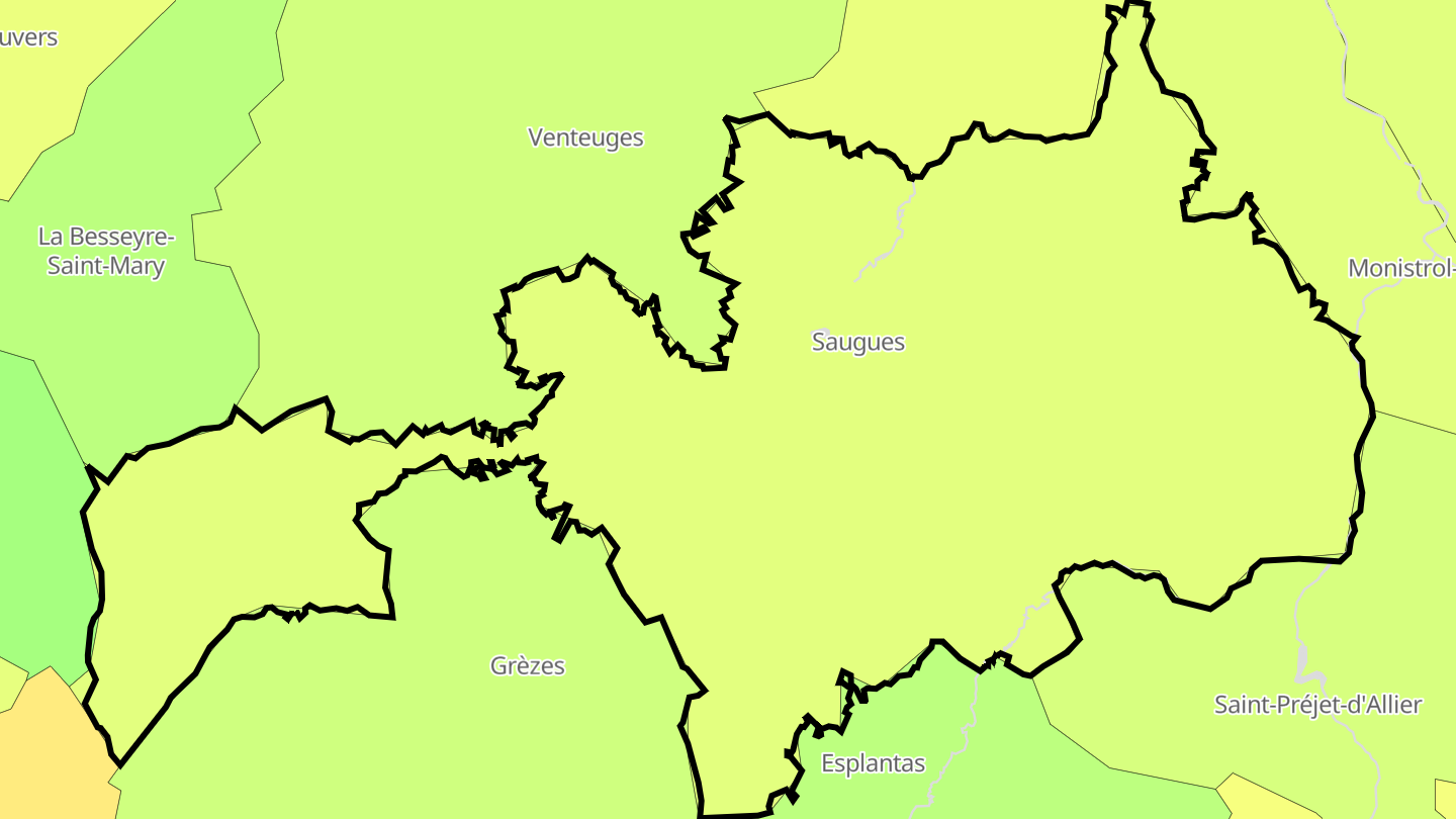 Carte des prix de l'immobilier Saugues