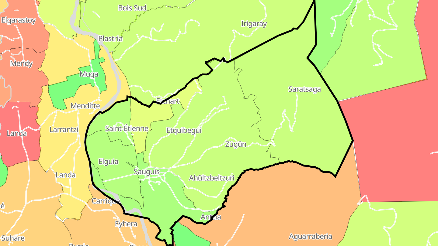 Carte des prix de l'immobilier Sauguis-Saint-Étienne