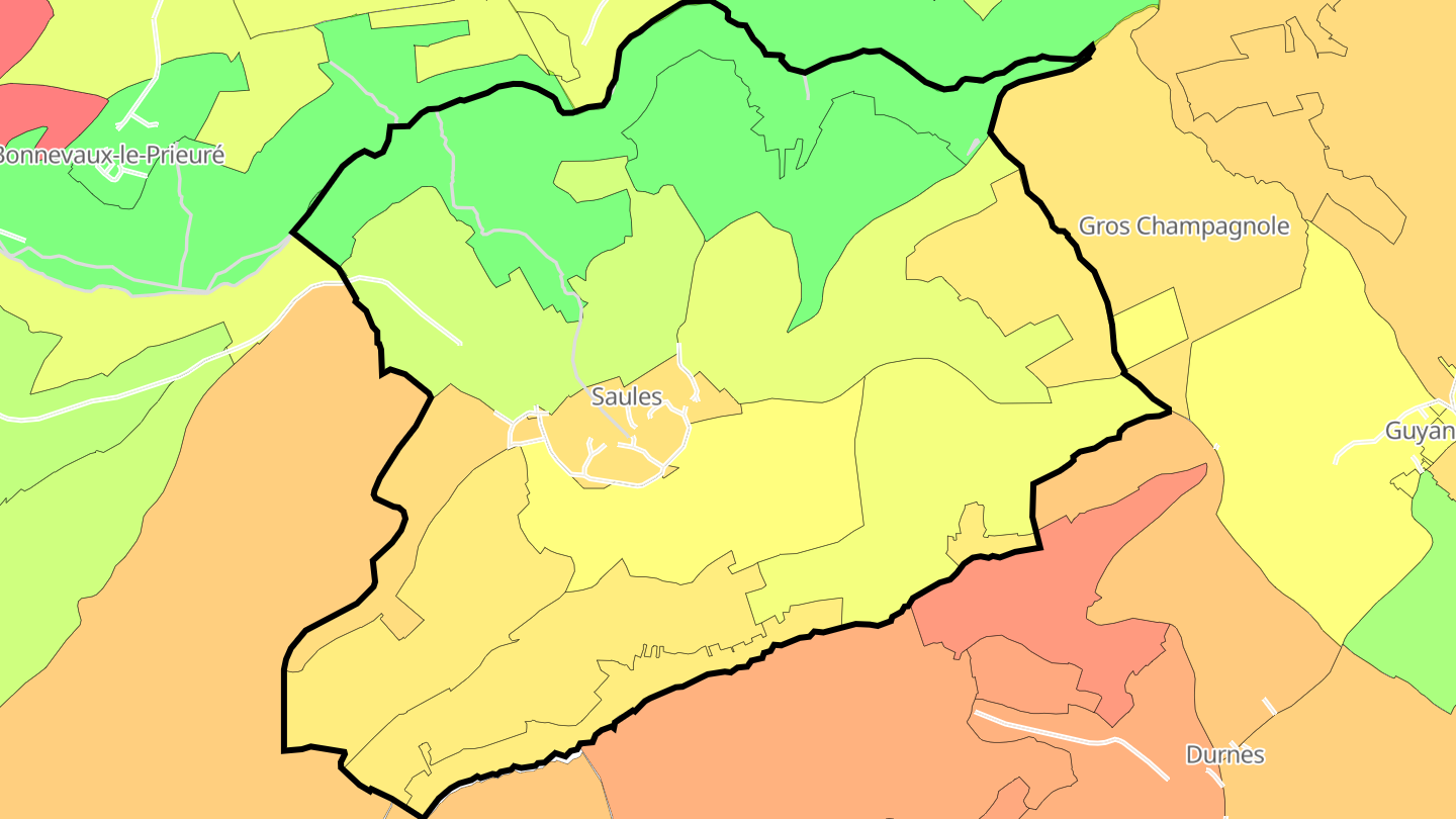 Carte des prix de l'immobilier Saules