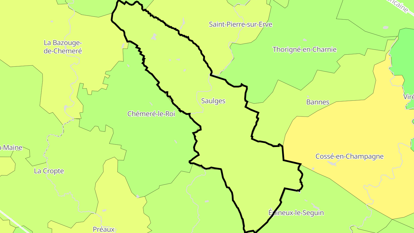 Carte des prix de l'immobilier Saulges