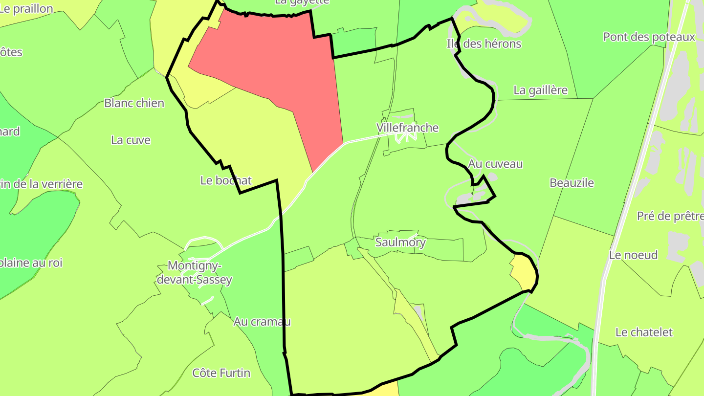 Carte des prix de l'immobilier Saulmory-Villefranche