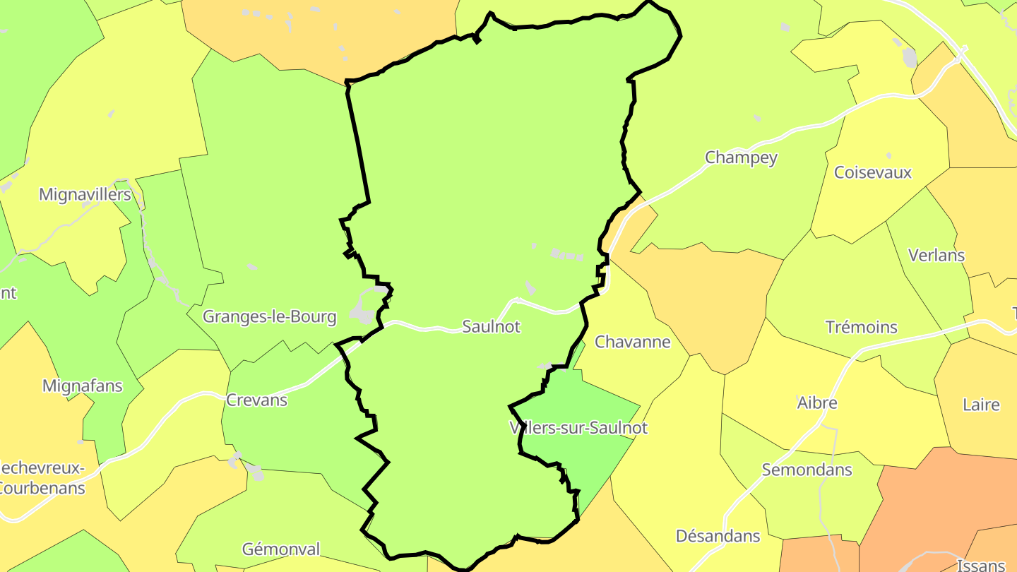 Carte des prix de l'immobilier Saulnot