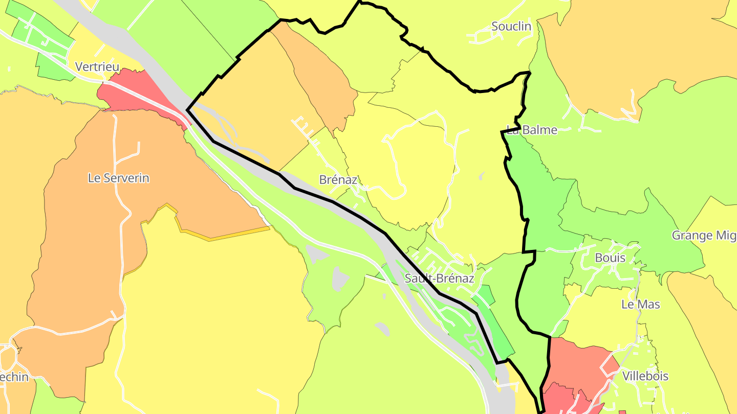 Carte des prix de l'immobilier Sault-Brénaz