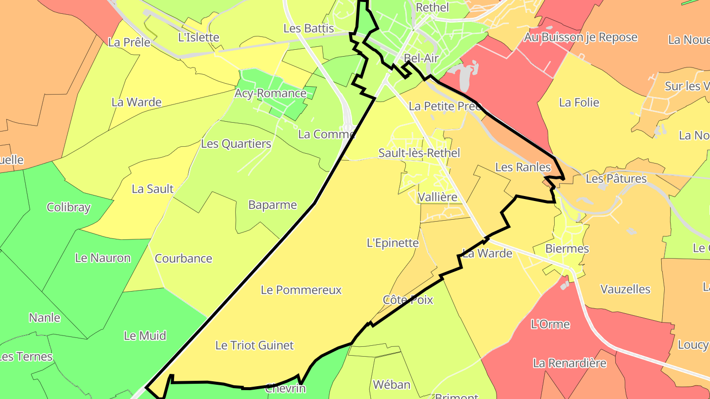 Carte des prix de l'immobilier Sault-lès-Rethel