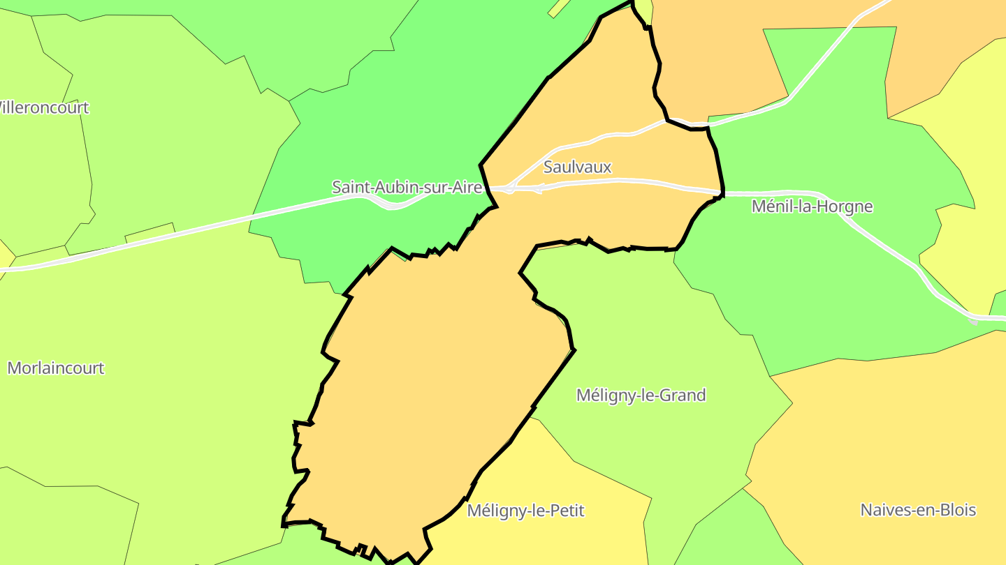 Carte des prix de l'immobilier Saulvaux