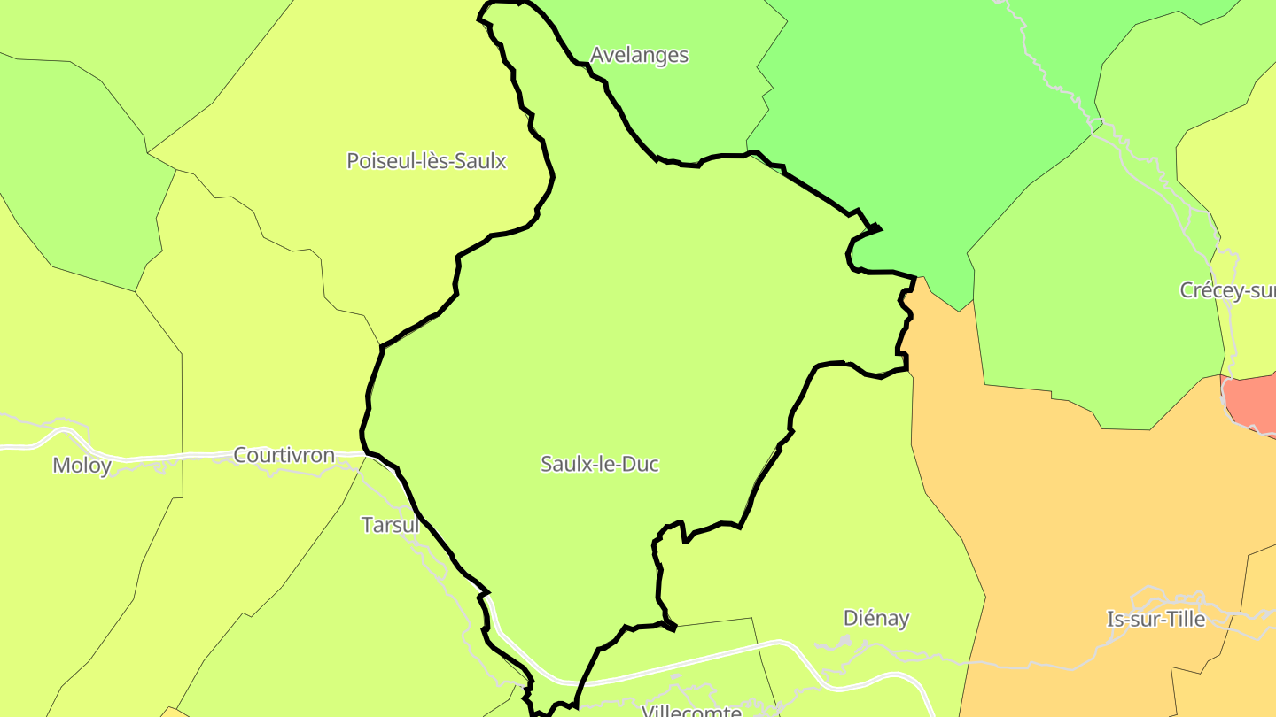 Carte des prix de l'immobilier Saulx-le-Duc