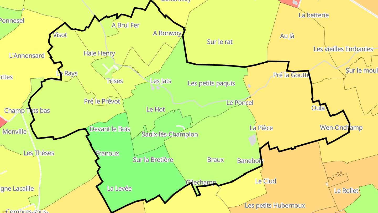 Carte des prix de l'immobilier Saulx-lès-Champlon