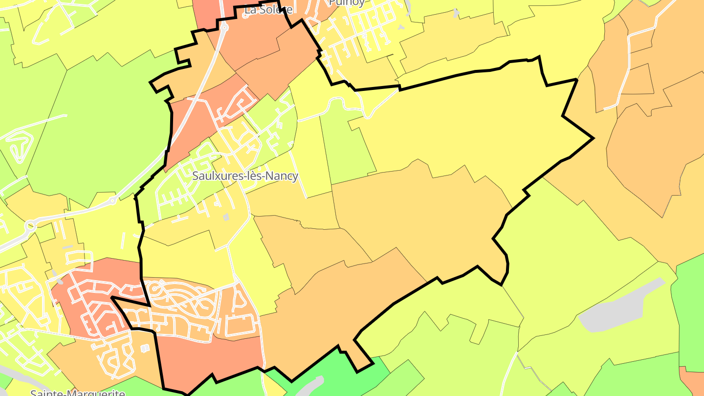 Carte des prix de l'immobilier Saulxures-lès-Nancy