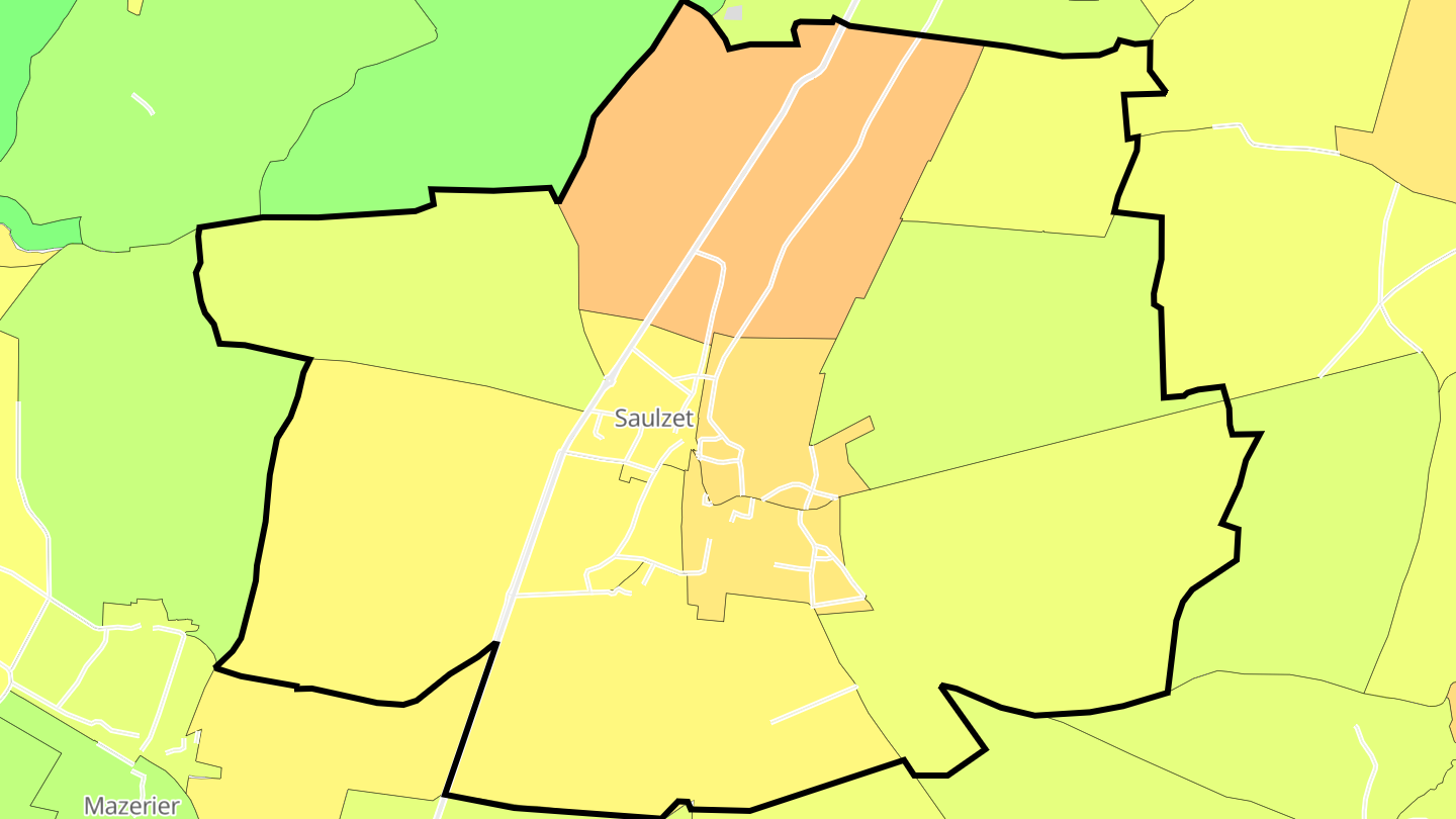 Carte des prix de l'immobilier Saulzet