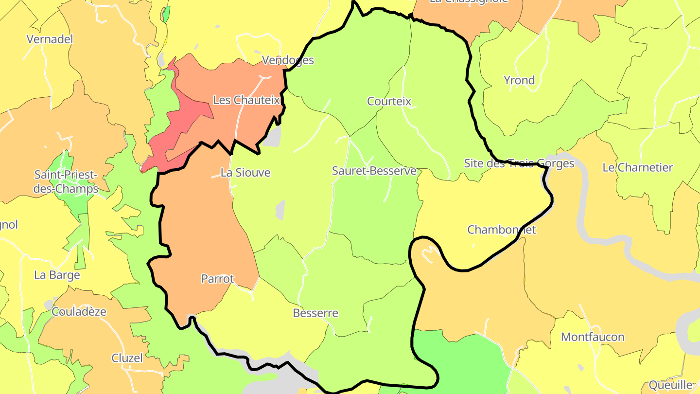 Carte des prix de l'immobilier Sauret-Besserve