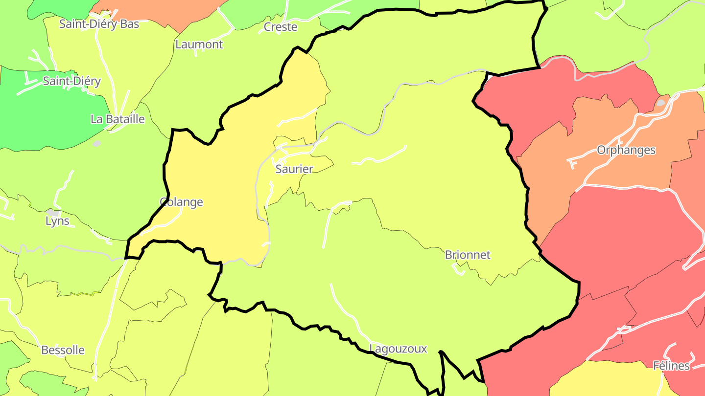 Carte des prix de l'immobilier Saurier