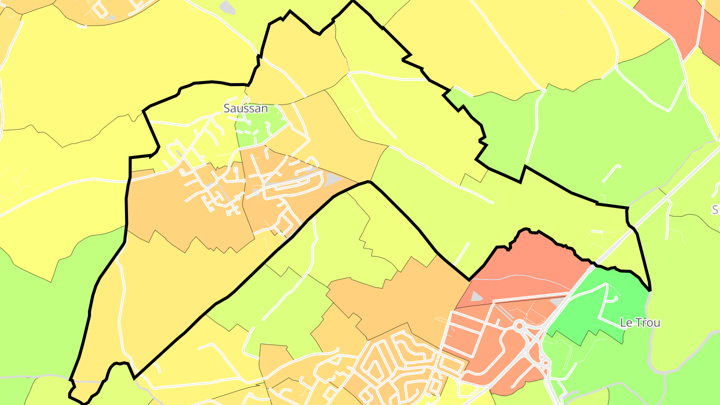Carte des prix de l'immobilier Saussan