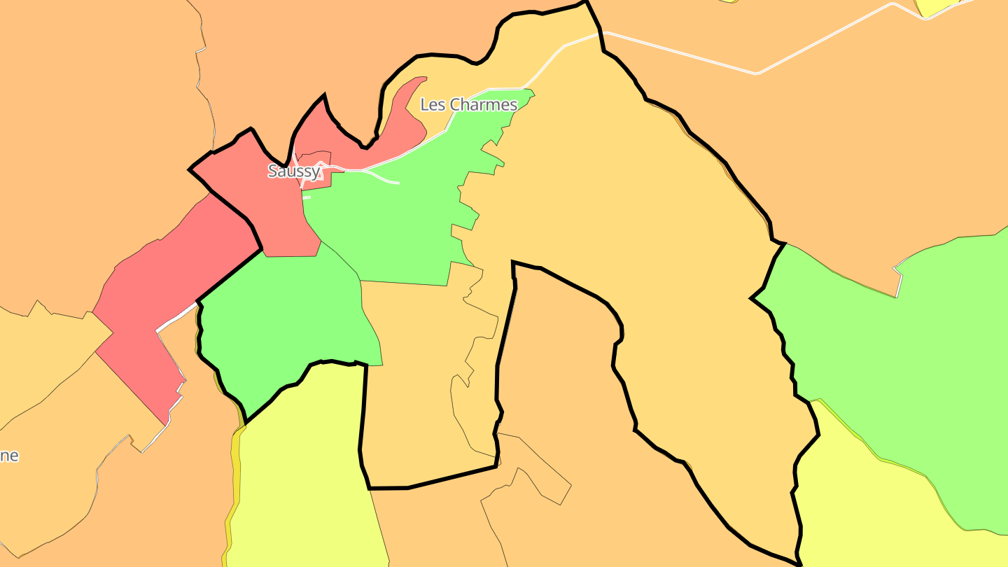Carte des prix de l'immobilier Saussy