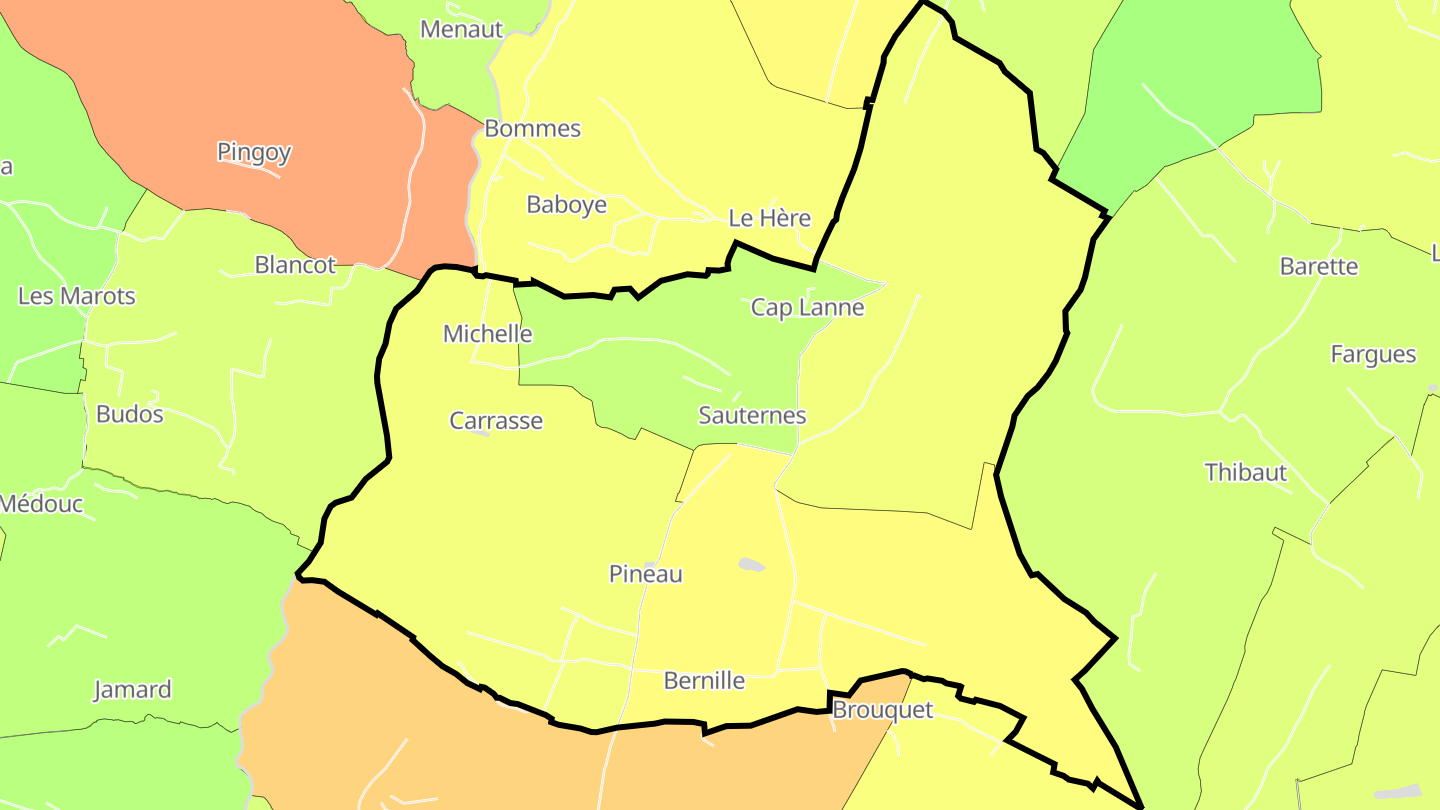 Carte des prix de l'immobilier Sauternes