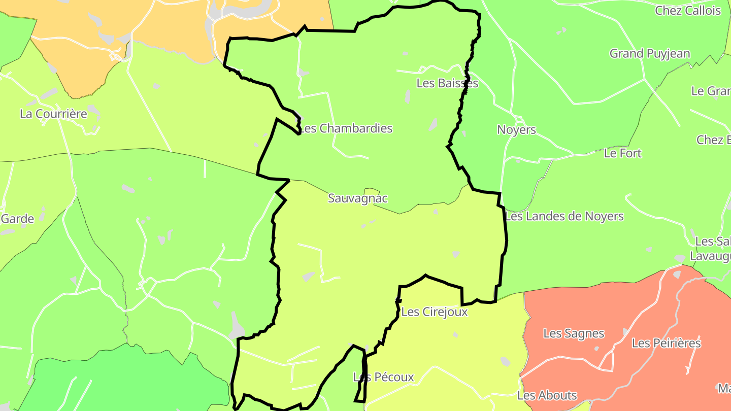 Carte des prix de l'immobilier Sauvagnac