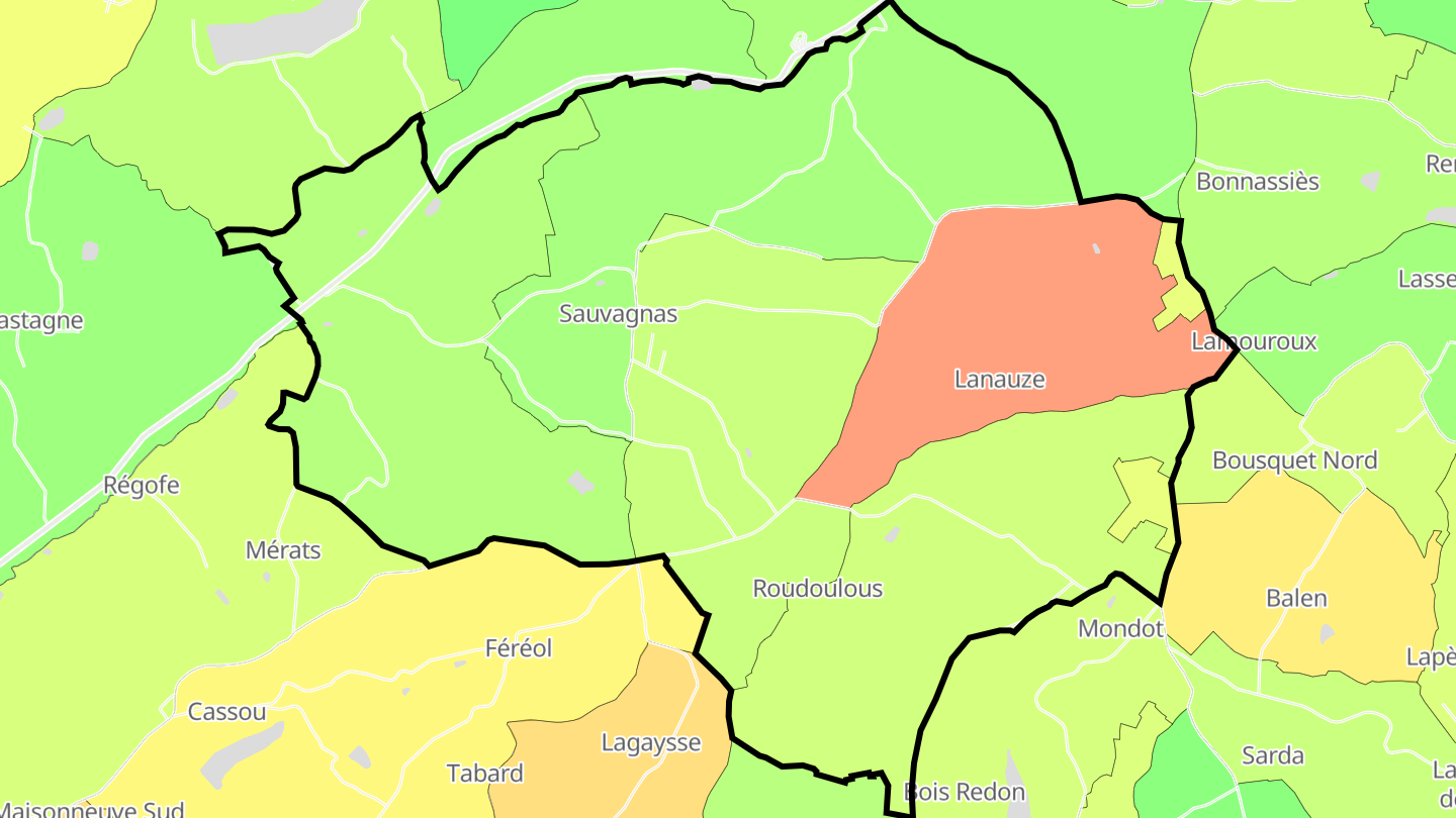 Carte des prix de l'immobilier Sauvagnas