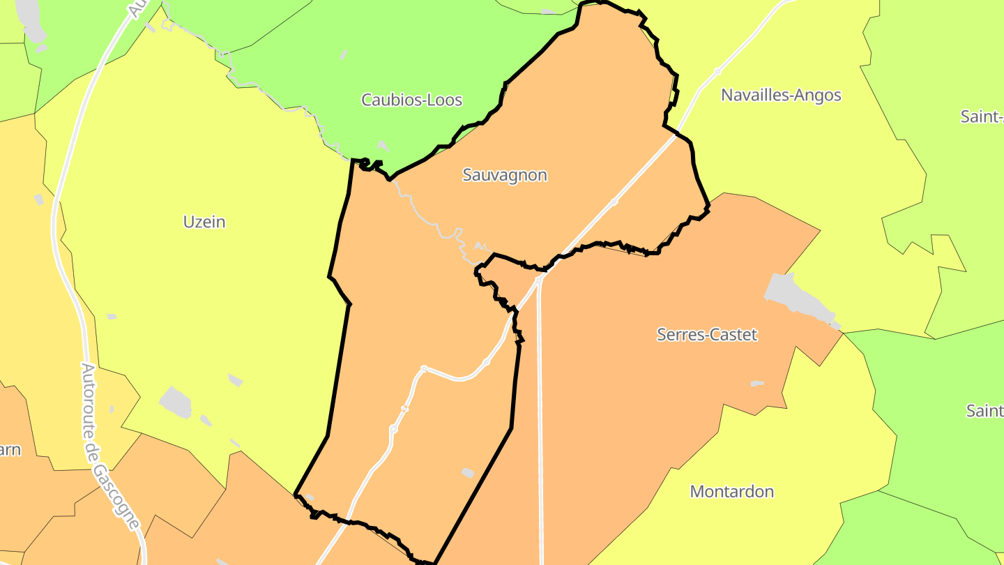 Carte des prix de l'immobilier Sauvagnon