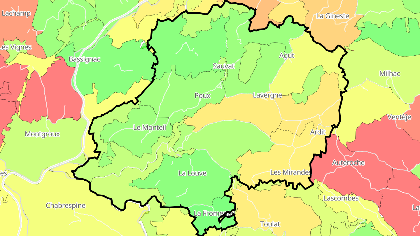 Carte des prix de l'immobilier Sauvat