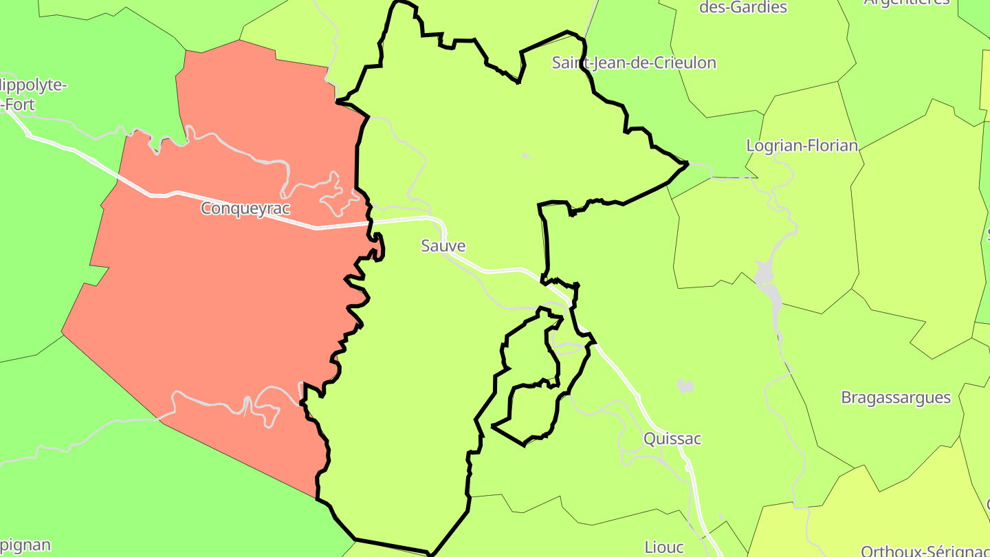 Carte des prix de l'immobilier Sauve