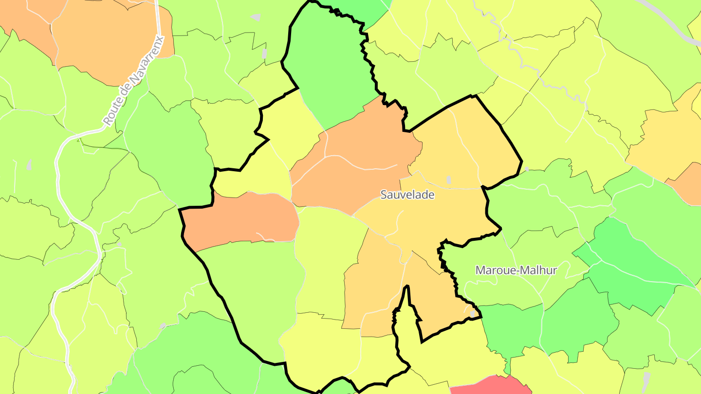 Carte des prix de l'immobilier Sauvelade