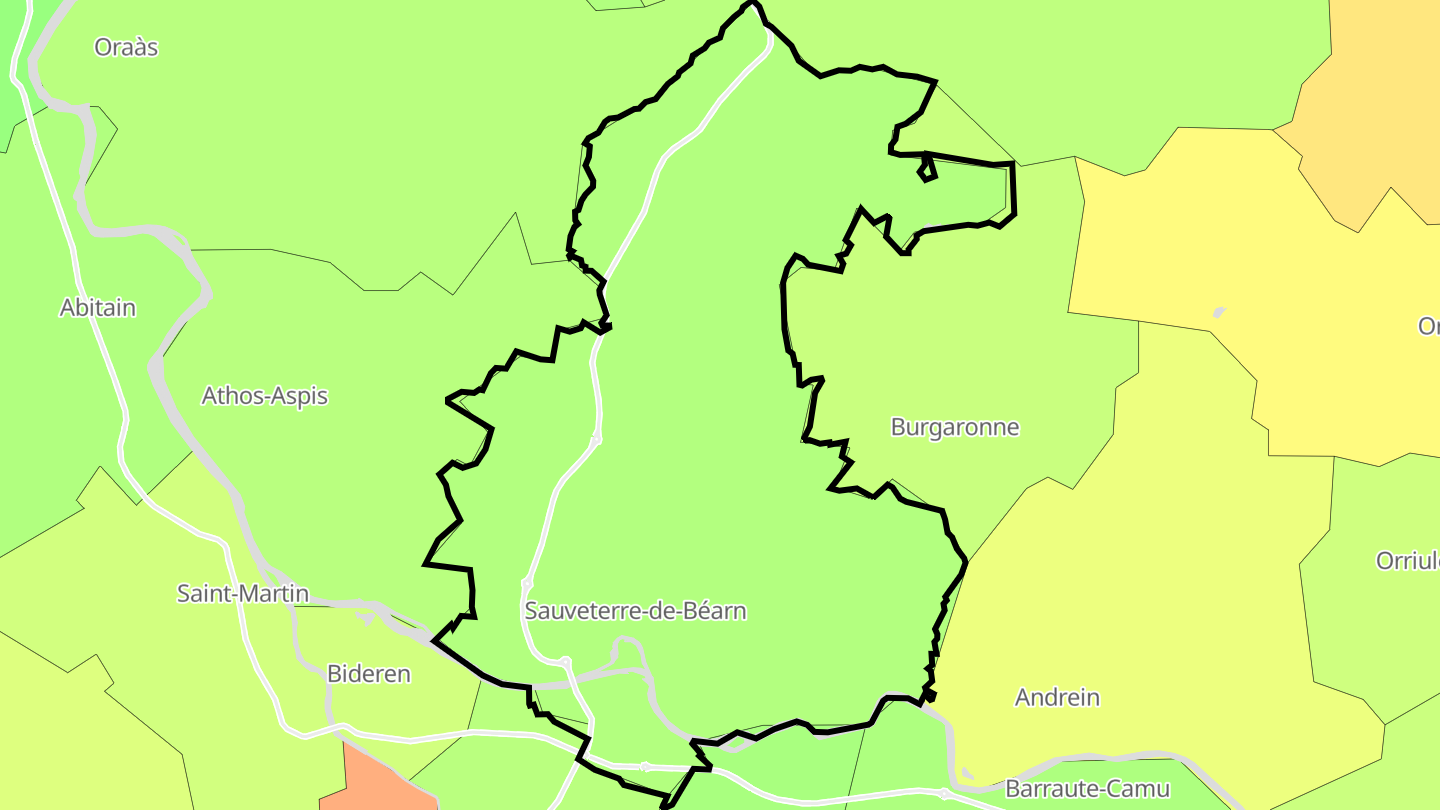 Carte des prix de l'immobilier Sauveterre-de-Béarn