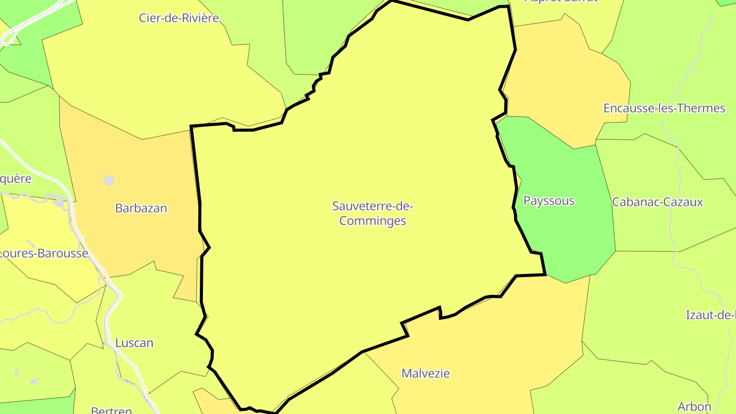 Carte des prix de l'immobilier Sauveterre-de-Comminges