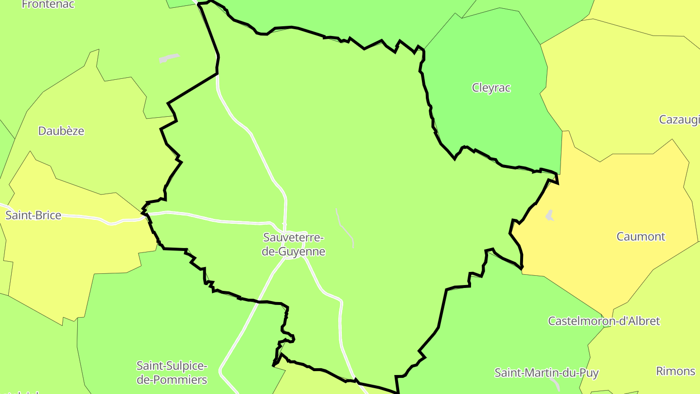 Carte des prix de l'immobilier Sauveterre-de-Guyenne