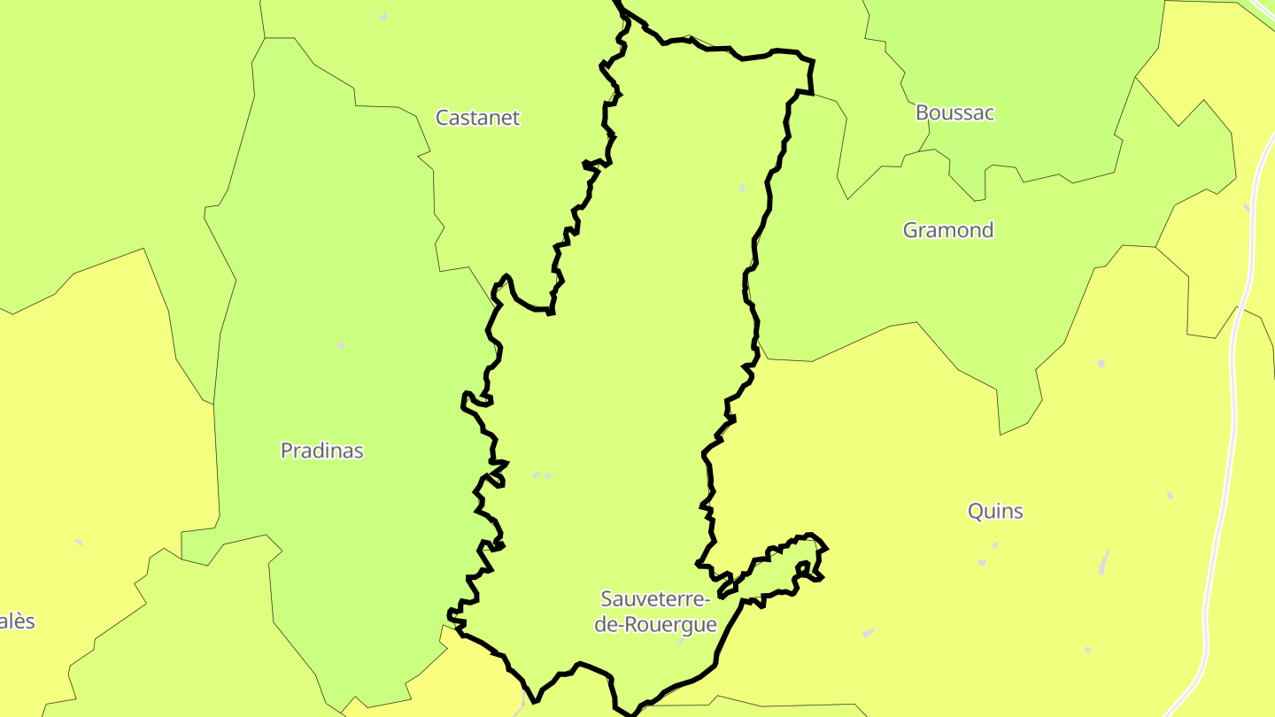 Carte des prix de l'immobilier Sauveterre-de-Rouergue