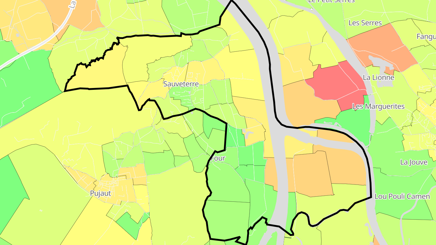 Carte des prix de l'immobilier Sauveterre