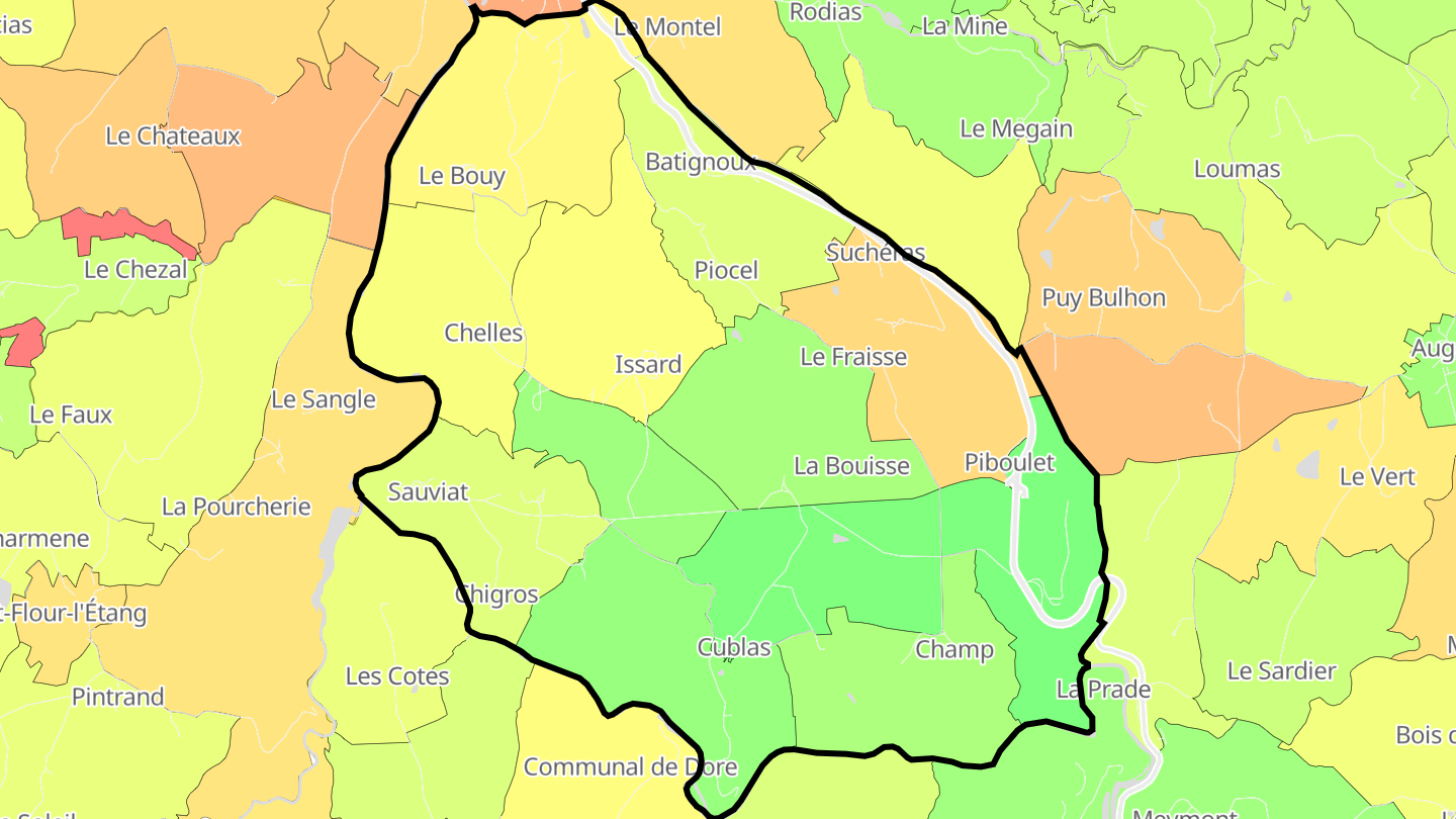 Carte des prix de l'immobilier Sauviat
