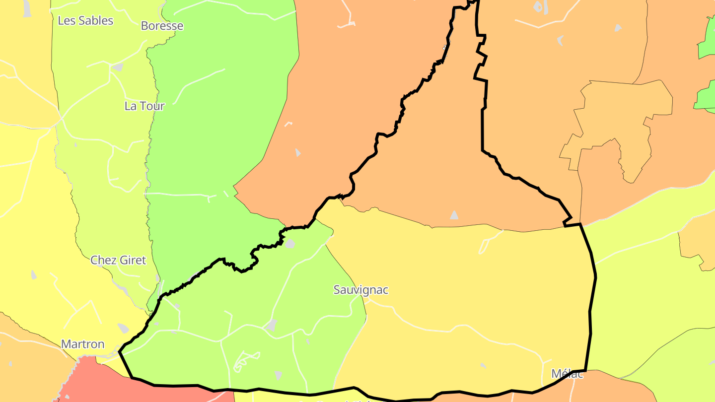 Carte des prix de l'immobilier Sauvignac