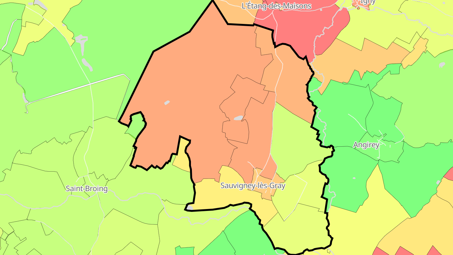 Carte des prix de l'immobilier Sauvigney-lès-Gray